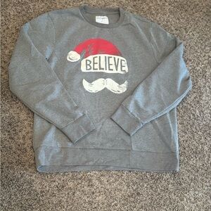 Women’s Old Navy Gray Crewneck Sweatshirt with Red Santa Hat Design